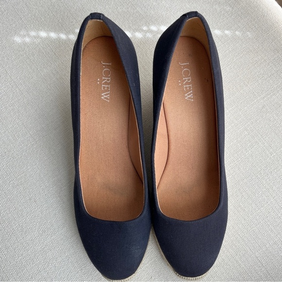 J. Crew Navy Blue Seville Wedge Espadrille Sandals | Size 8.5 - Picture 9 of 12